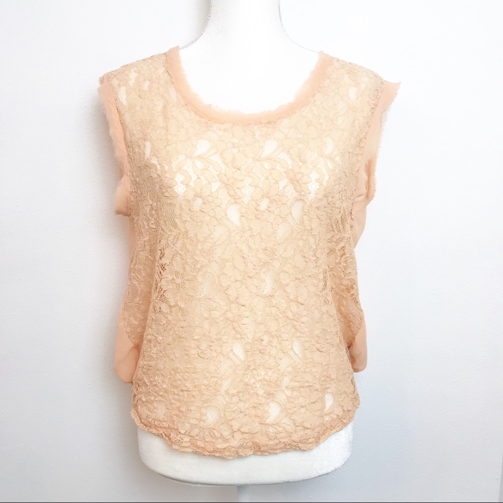 Jeans By Buffalo Lace Sleeveless Blouse-Large